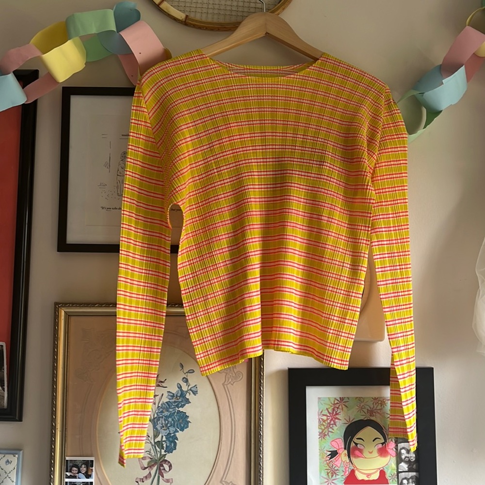 Issey Miyake Pleats Please Striped Top